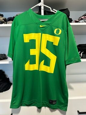 Nike Oregon Green and Yellow Football Jersey #35 men’s CL